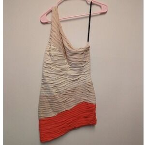 Y2K Bebe Kardashian Ruched One Shoulder Colorblock Mini Dress Club wear Size‎ M